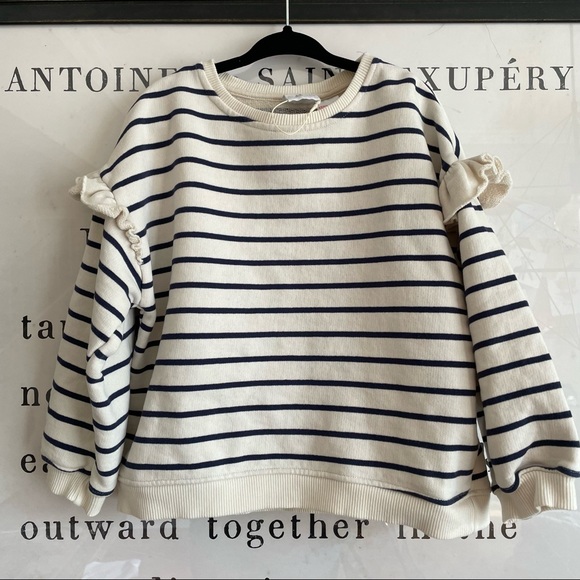 Zara Girl’s size 4-5 Ruffled Striped Pullover Sweater - Picture 1 of 2